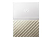 WD My Passport Ultra WDBFKT0020BGD - Disque dur - chiffré - 2 To - externe (portable) - USB 3.0 - AES 256 bits - or blanc WDBFKT0020BGD-WESN