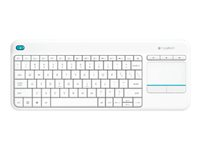 Logitech Wireless Touch Keyboard K400 Plus - Clavier - sans fil - 2.4 GHz - français - blanc 920-007130