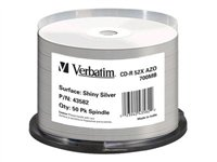 Verbatim - 50 x CD-R - 700 Mo (80 min) 52x - argent brillant - surface imprimable par transfert thermique - spindle 43582