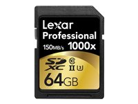 Lexar Professional - Carte mémoire flash - 64 Go - UHS Class 3 / Class10 - 1000x - SDXC UHS-II LSD64GCRBNA1000