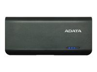ADATA PT100 - Banque d'alimentation - 10000 mAh - 2.1 A - 2 connecteurs de sortie (USB) - noir APT100-10000M-5V-CBKGR
