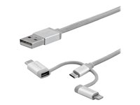 StarTech.com Câble USB multi connecteur de 2 m - Lightning, USB-C, Micro USB (LTCUB2MGR) - Kit câble USB - argent LTCUB2MGR