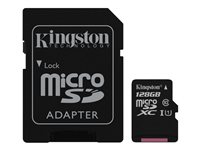 Kingston Canvas Select - Carte mémoire flash (adaptateur microSDXC vers SD inclus(e)) - 128 Go - UHS-I U1 / Class10 - microSDXC UHS-I SDCS/128GB