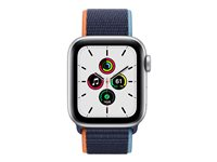 Apple Watch SE (GPS + Cellular) - 40 mm - aluminium argenté - montre intelligente avec boucle sport - nylon - marine profond - taille du poignet : 130-200 mm - 32 Go - Wi-Fi, Bluetooth - 4G - 30.68 g MYEG2NF/A