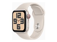 Apple Watch SE (GPS + Cellular) - 2e génération - 40 mm - aluminium droit - montre intelligente avec bande sport - fluoroélastomère - droit - taille du bracelet : M/L - 32 Go - Wi-Fi, LTE, Bluetooth - 4G - 27.8 g MRG13QF/A