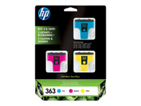 HP 363 - Pack de 3 - jaune, cyan, magenta - originale - cartouche d'encre - pour Photosmart 3210, 3310, 3310xi, C5180, C6180, C6280, C7180, C7280, D6160, D7160, D7360 CB333EE