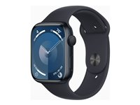 Apple Watch Series 9 (GPS) - 45 mm - aluminium minuit - montre intelligente avec bande sport - fluoroélastomère - minuit - taille du bracelet : M/L - 64 Go - Wi-Fi, UWB, Bluetooth - 38.7 g MR9A3QF/A