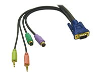 C2G Ultima 5-in-1 - Câble clavier/vidéo/souris/audio - PS/2, HD-15 (VGA), mini jack stéréo (M) pour PS/2, HD-15 (VGA), mini jack stéréo (M) - 2 m - Charbon 81730