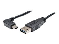 Tripp Lite 3ft USB 2.0 High Speed Cable Reversible A to Right Angle 5Pin Mini B M/M 3' - Câble USB - mini USB type B (M) pour USB (M) - USB 2.0 - 91 cm - moulé, connecteur à angle droit - noir UR030-003-RAB
