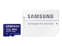 Samsung PRO Plus - Carte mémoire flash (adaptateur microSDXC vers SD inclus(e)) - 256 Go - A2 / Video Class V30 / UHS-I U3 / Class10 - microSDXC UHS-I - bleu MB-MD256KA/EU