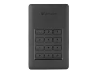Verbatim Store 'n' Go Secure Portable HDD with Keypad Access - Disque dur - chiffré - 2 To - externe (portable) - USB 3.1 Gen 1 (USB-C connecteur) - AES 256 bits 53403