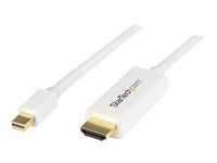 StarTech.com Câble adaptateur Mini DisplayPort vers HDMI de 2 m - Convertisseur Mini DP vers HDMI avec câble intégré - M/M - 4K - Blanc - Câble adaptateur - Mini DisplayPort mâle pour HDMI mâle - 2 m - blanc - support 4K MDP2HDMM2MW