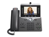Cisco IP Phone 8865 - Visiophone IP - avec appareil photo numérique, Interface Bluetooth - IEEE 802.11a/b/g/n/ac (Wi-Fi) - SIP, SDP - 5 lignes - Charbon CP-8865-K9=