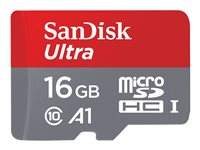 SanDisk Ultra - Carte mémoire flash - 16 Go - A1 / UHS Class 1 / Class10 - microSDHC UHS-I (pack de 3) SDSQUAR-016G-GN6MM