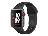 Apple Watch Nike+ Series 3 (GPS + Cellular) - 38 mm - espace gris en aluminium - montre intelligente avec bracelet sport Nike - fluoroélastomère - anthracite/noir - taille de bande 130-200 mm - 16 Go - Wi-Fi, Bluetooth - 4G - 28.7 g MTGQ2ZD/A