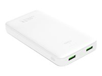 Puro - Banque d'alimentation - 20000 mAh - 12 Watt - 2.4 A - Fast Charge - 2 connecteurs de sortie (USB) - sur le câble : Micro-USB - blanc PUROPBFC20000W