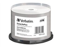 Verbatim DataLifePlus - 50 x CD-R - 700 Mo 52x - blanc - surface imprimable par jet d'encre, surface imprimable large - spindle 43745