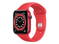 Apple Watch Series 6 (GPS) - (PRODUCT) RED - 44 mm - aluminium rouge - montre intelligente avec bande sport - fluoroélastomère - rouge - taille du bracelet : S/M/L - 32 Go - Wi-Fi, Bluetooth - 36.5 g M00M3NF/A