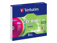 Verbatim - 5 x CD-RW - 700 Mo (80 min) 4x - boîtier CD étroit 43133
