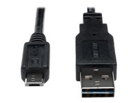 Tripp Lite 1ft USB 2.0 High Speed Cable 28/24AWG Reversible A to 5Pin Micro B M/M 10pc Bulk Pack 1' - Câble USB - Micro-USB de type B (M) pour USB (M) - USB 2.0 - 30 cm - noir (pack de 10) UR050-001-24-10