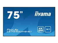 iiyama ProLite LE7540UHS-B1 - Classe 75" (74.52" visualisable) écran LED - signalisation numérique - Android - 4K UHD (2160p) 3840 x 2160 - noir mat LE7540UHS-B1