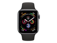 Apple Watch Series 4 (GPS + Cellular) - 44 mm - espace gris en aluminium - montre intelligente avec bande sport - fluoroélastomère - noir - taille de bande 140-210 mm - 16 Go - Wi-Fi, Bluetooth - 4G - 36.7 g MTVU2NF/A