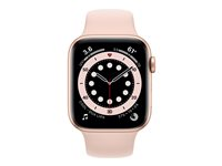 Apple Watch Series 6 (GPS) - 44 mm - or-aluminium - montre intelligente avec bande sport - fluoroélastomère - sable rose - taille du bracelet : S/M/L - 32 Go - Wi-Fi, Bluetooth - 36.5 g M00E3NF/A
