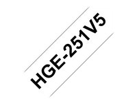 Brother HGE-251V5 - Noir sur blanc - Rouleau (2,4 cm x 8 m) 5 cassette(s) ruban laminé - pour P-Touch PT-9500pc, PT-9700PC, PT-9800PCN; P-Touch R RL-700S HGE251V5