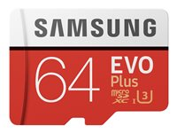 Samsung EVO Plus MB-MC64G - Carte mémoire flash (adaptateur microSDXC vers SD inclus(e)) - 64 Go - UHS-I U3 / Class10 - microSDXC UHS-I MB-MC64GA/EU