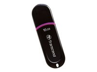 Transcend JetFlash 300 - Clé USB - chiffré - 16 Go - USB 2.0 - noir brillant TS16GJF300