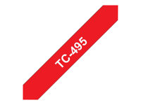 Brother TC495 - 9 mm x 7.7 m - blanc sur rouge - ruban laminé - pour P-Touch PT-2000, PT-3000, PT-500, PT-5000, PT-8E TC495