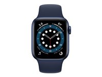 Apple Watch Series 6 (GPS + Cellular) - 40 mm - aluminium bleu - montre intelligente avec bande sport - fluoroélastomère - marine profond - taille du bracelet : S/M/L - 32 Go - Wi-Fi, Bluetooth - 4G - 30.5 g M06Q3NF/A