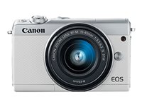 Canon EOS M100 - Appareil photo numérique - sans miroir - 24.2 MP - APS-C - 1080p / 60 pi/s - corps uniquement - Wi-Fi, NFC, Bluetooth - blanc 2210C002