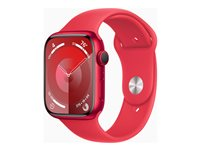 Apple Watch Series 9 (GPS) - (PRODUCT) RED - 45 mm - aluminium rouge - montre intelligente avec bande sport - fluoroélastomère - rouge - taille du bracelet : S/M - 64 Go - Wi-Fi, UWB, Bluetooth - 38.7 g MRXJ3QF/A