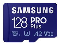 Samsung PRO Plus MB-MD128KA - Carte mémoire flash (adaptateur microSDXC vers SD inclus(e)) - 128 Go - A2 / Video Class V30 / UHS-I U3 / Class10 - microSDXC UHS-I - bleu MB-MD128KA/EU