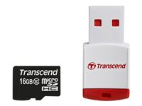 Transcend Premium - Carte mémoire flash - 16 Go - Class 10 - 200x - micro SDHC - avec Transcend P3 Card Reader TS16GUSDHC10-P3