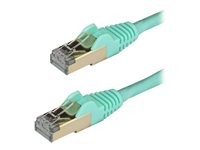 StarTech.com 1.5m CAT6A Ethernet Cable, 10 Gigabit Shielded Snagless RJ45 100W PoE Patch Cord, CAT 6A 10GbE STP Network Cable w/Strain Relief, Aqua, Fluke Tested/UL Certified Wiring/TIA - Category 6A - 26AWG (6ASPAT150CMAQ) - Cordon de raccordement - RJ-4 6ASPAT150CMAQ