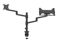 Neomounts DS20-425BL2 - Kit de montage (fixation par pince pour bureau, adaptateur VESA, plateau pour ordinateur portable, passe-fil de bureau, bras pour moniteur, bras de plateau d'ordinateur portable) - bras réglable en mouvement complet - pour écran LCD / ordinateur portable - acier - noir - Taille d'écran : 17"-27" (LCD display) / 11.6"-17.3" (notebook) DS20-425BL2