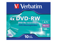 Verbatim DataLifePlus - 10 x DVD-RW - 4.7 Go 4x - boîtier CD 43486