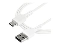 StarTech.com Câble de Chargement 2m USB A vers USB C - Cordon USB 2.0 vers USB-C à Charge/Synchronisation Rapides - Gaine TPE en Fibre Aramide M/M 3A Blanc - Samsung S10/iPad Pro/Pixel (RUSB2AC2MW) - Câble USB - USB (M) droit pour 24 pin USB-C (M) droit - Thunderbolt 3 / USB 2.0 - 2 m - blanc RUSB2AC2MW