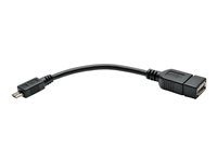 Tripp Lite 6 Inch Micro USB to OTG Host Adapter Cable 5-Pin Micro USB A/A M/F 6" - Câble USB - Micro-USB de type B (M) pour USB (F) - USB OTG - 15 cm - noir U052-06N
