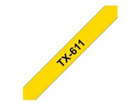 Brother TX611 - Noir sur jaune - Rouleau (0,6 cm x 15,2 m) 1 cassette(s) ruban laminé - pour P-Touch PT-7000, PT-8000, PT-PC TX611