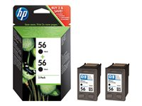 HP 56 - Pack de 2 - 19 ml - noir - originale - cartouche d'encre - pour Fax 1240; Officejet 42XX, 55XX, 56XX; Photosmart 74XX; psc 12XX, 13XX, 21XX, 2410, 2510 C9502AE