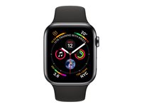 Apple Watch Series 4 (GPS + Cellular) - 40 mm - boîtier en acier noir inoxydable - montre intelligente avec bande sport - fluoroélastomère - noir - taille de bande 130-200 mm - 16 Go - Wi-Fi, Bluetooth - 4G - 39.8 g MTVL2NF/A