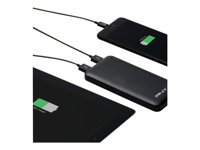 PNY PowerPack Slim 10000 - Banque d'alimentation - 10000 mAh - 3.4 A - 2 connecteurs de sortie (USB) - sur le câble : Micro-USB - noir P-B10000-14SLMK01-RB