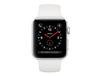 Apple Watch Series 3 (GPS + Cellular) - 38 mm - aluminium argenté - montre intelligente avec bande sport - fluoroélastomère - blanc - taille de bande 130-200 mm - 16 Go - Wi-Fi, Bluetooth - 4G - 28.7 g MTGN2ZD/A