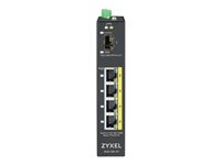 Zyxel RGS100-5P - Commutateur - non géré - 4 x 10/100/1000 (PoE+) + 1 x Fast Ethernet/Gigabit SFP - Montable sur rack, Montage sur rail DIN - PoE+ (120 W) - Tension CC ZY-RGS1005P
