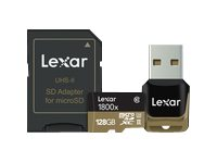 Lexar Professional - Carte mémoire flash (adaptateur microSDXC vers SD inclus(e)) - 128 Go - UHS Class 3 / Class10 - 1800x - microSDXC UHS-II LSDMI128CRBNA1800R