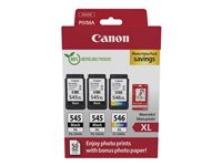 Canon PG-545 XL/CL-546XL Photo Value Pack - Pack de 3 - noir, couleur (cyan, magenta, jaune) - original - jeu de papier / cartouche d'encre 8286B015