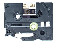 Brother TZe-Rn54 - Satin - or sur bleu marine - Rouleau (2,4 cm x 4 m) 1 cassette(s) bande de ruban - pour Brother PT-D600; P-Touch PT-3600, D600, D800, E550, P750, P900, P950; P-Touch EDGE PT-P750 TZERN54